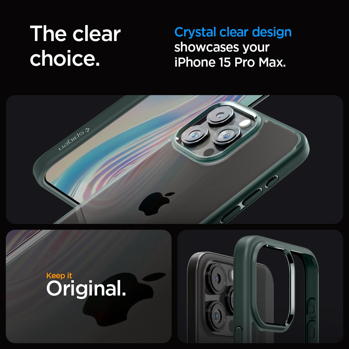 Spigen Ultra Hybrid Cover Compatible with iPhone 15 Pro Max (Crystal Clear)
