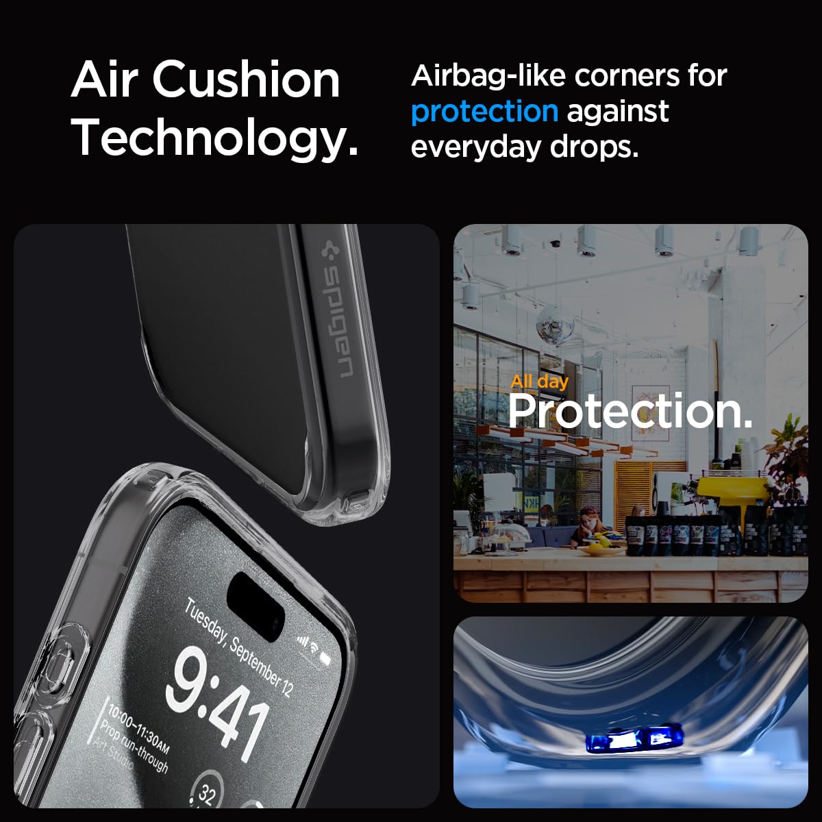 Spigen Ultra Hybrid Cover Compatible with iPhone 15 Pro Max (Crystal Clear)