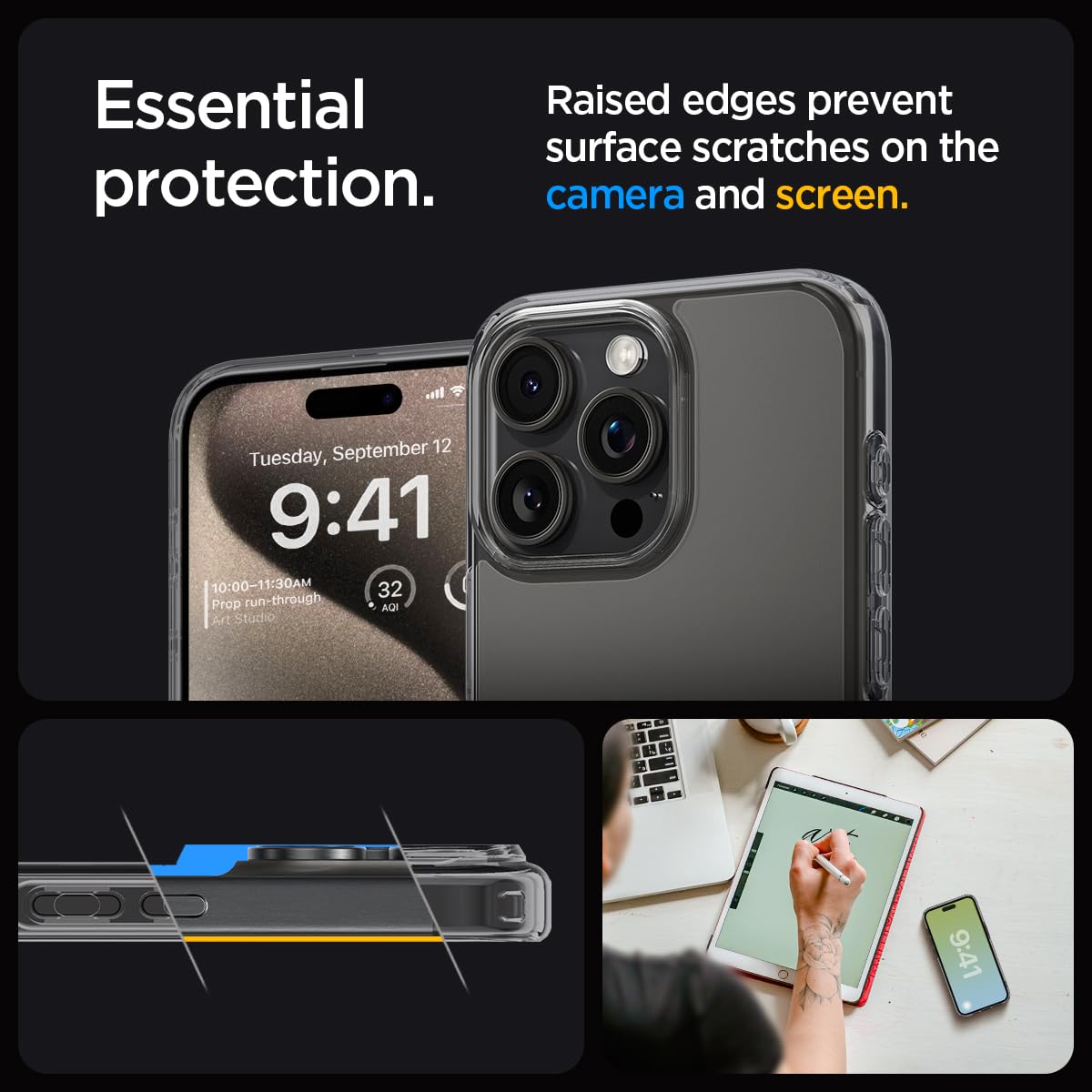 Spigen Ultra Hybrid Cover Compatible with iPhone 15 Pro Max (Crystal Clear)