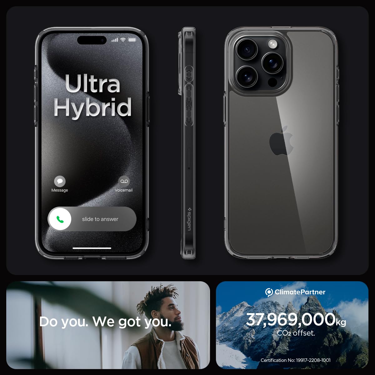 Spigen Ultra Hybrid Cover Compatible with iPhone 15 Pro Max (Crystal Clear)