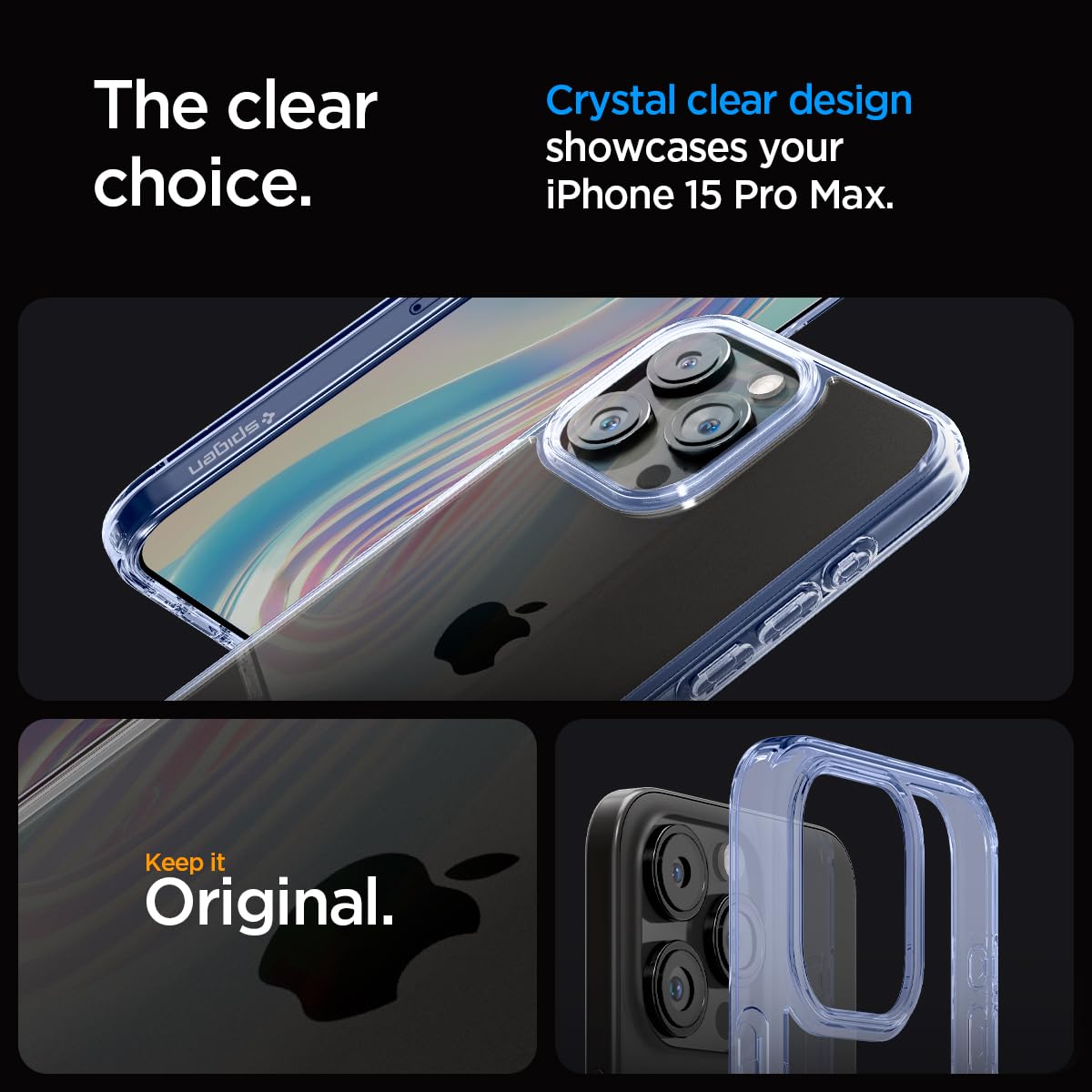 Spigen Ultra Hybrid Cover Compatible with iPhone 15 Pro Max (Crystal Clear)
