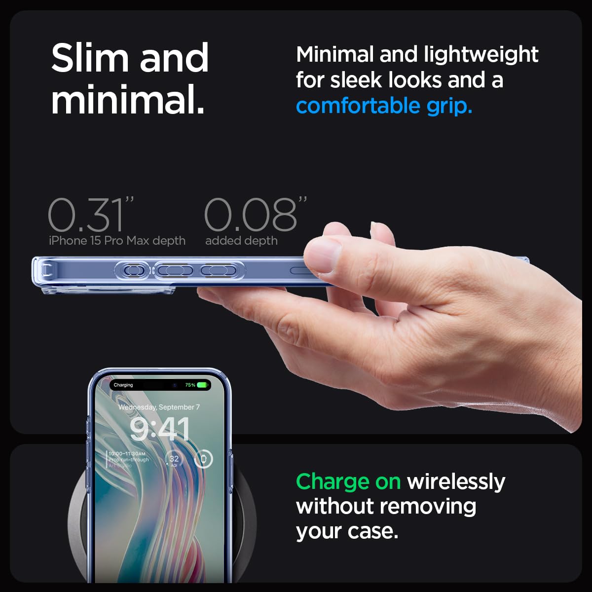 Spigen Ultra Hybrid Cover Compatible with iPhone 15 Pro Max (Crystal Clear)