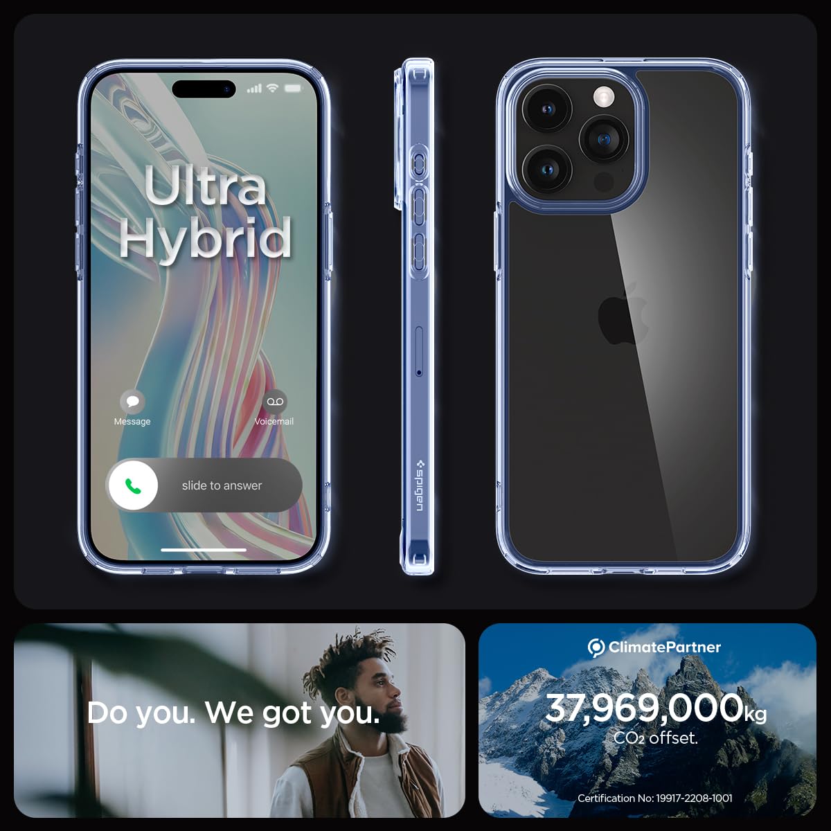 Spigen Ultra Hybrid Cover Compatible with iPhone 15 Pro Max (Crystal Clear)