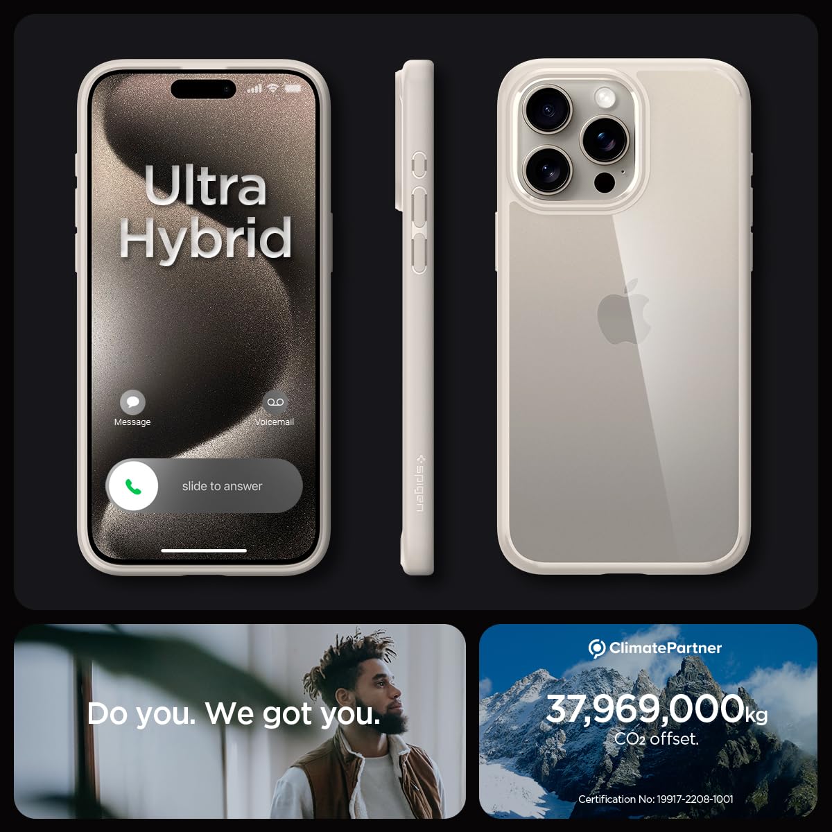 Spigen Ultra Hybrid Cover Compatible with iPhone 15 Pro Max (Crystal Clear)