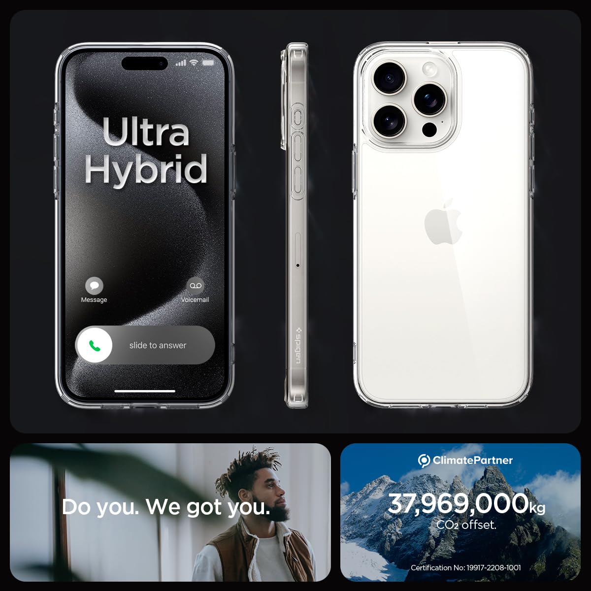 Spigen Ultra Hybrid Cover Compatible with iPhone 15 Pro Max (Crystal Clear)