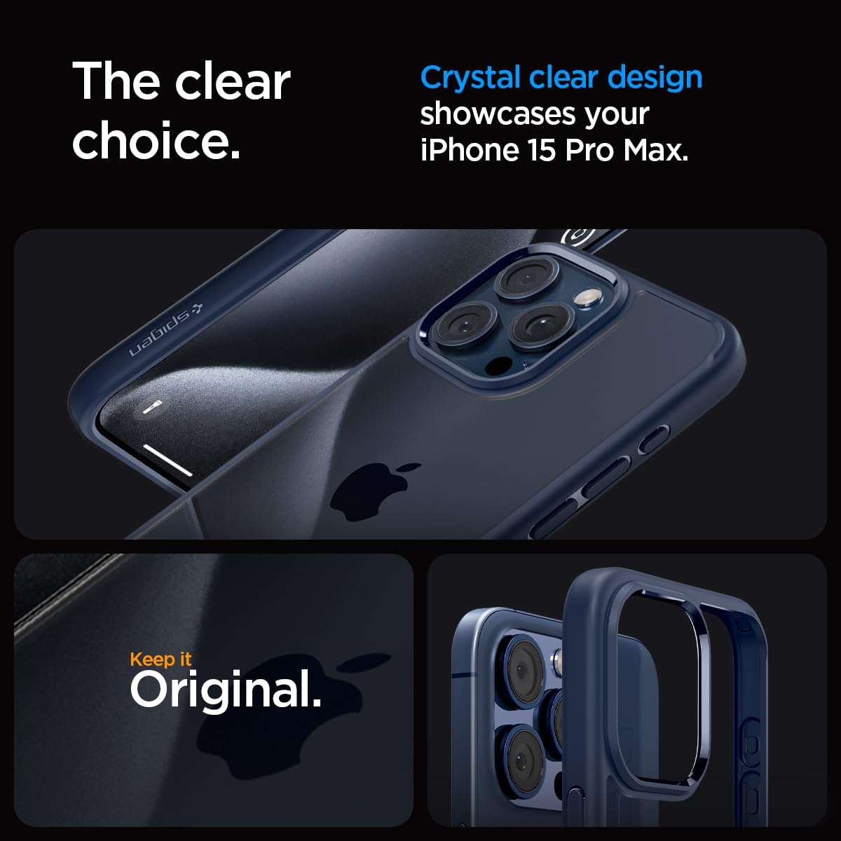 Spigen Ultra Hybrid Cover Compatible with iPhone 15 Pro Max (Crystal Clear)