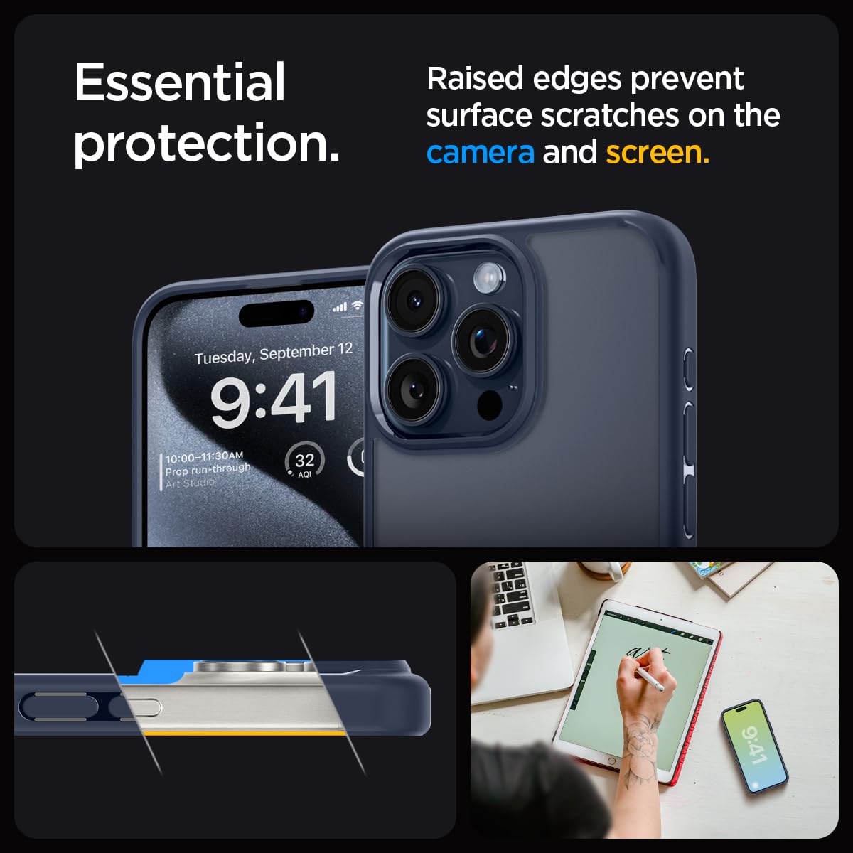 Spigen Ultra Hybrid Cover Compatible with iPhone 15 Pro Max (Crystal Clear)