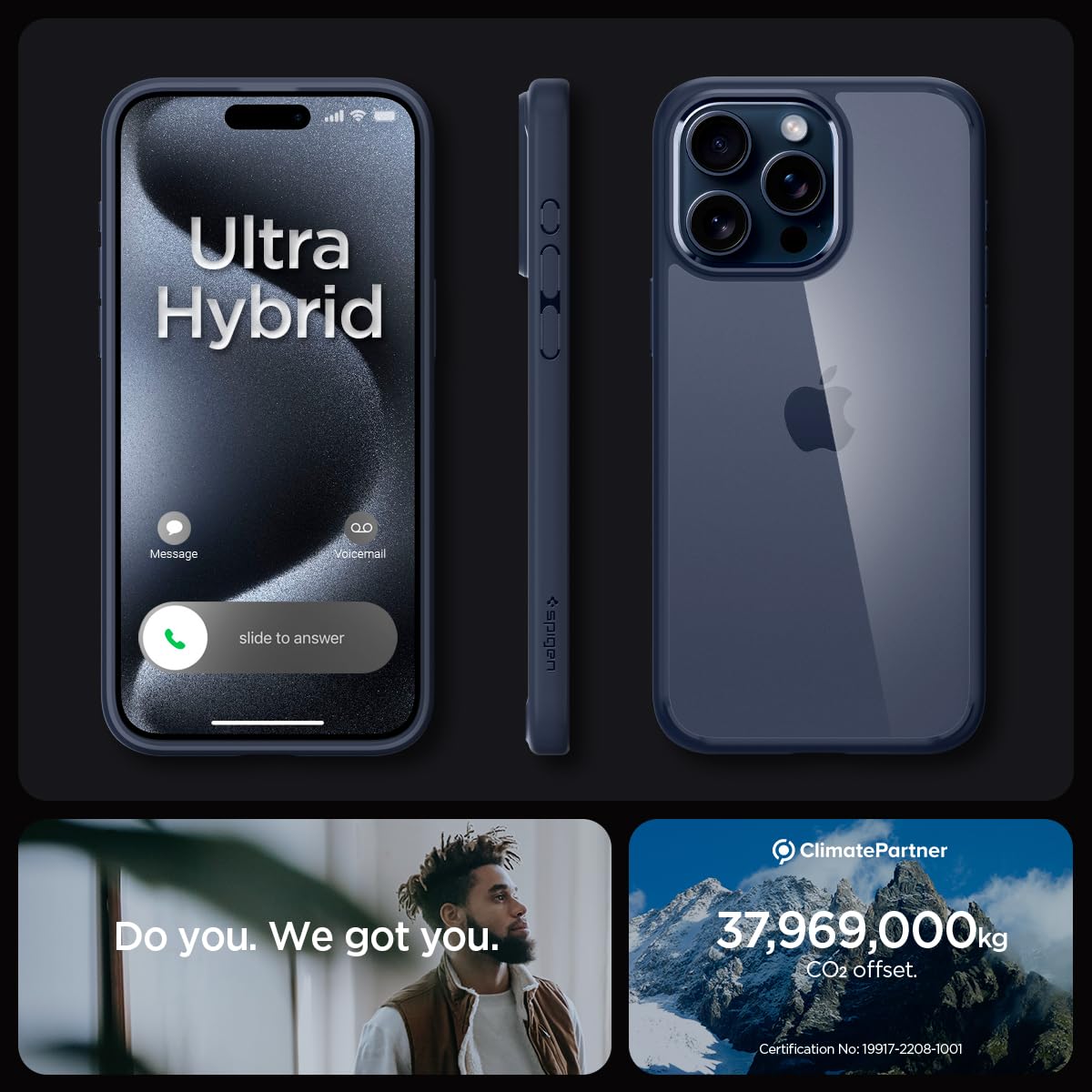 Spigen Ultra Hybrid Cover Compatible with iPhone 15 Pro Max (Crystal Clear)