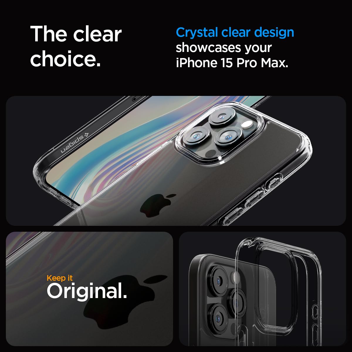 Spigen Ultra Hybrid Cover Compatible with iPhone 15 Pro Max (Crystal Clear)