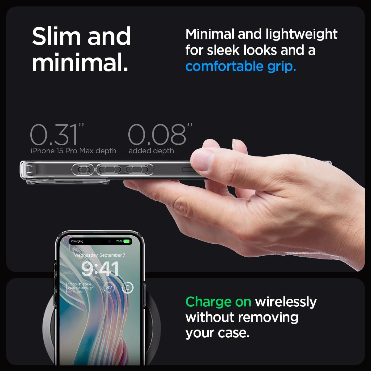Spigen Ultra Hybrid Cover Compatible with iPhone 15 Pro Max (Crystal Clear)
