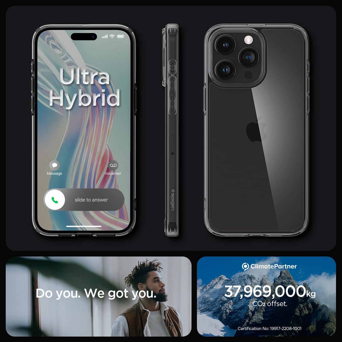 Spigen Ultra Hybrid Cover Compatible with iPhone 15 Pro Max (Crystal Clear)