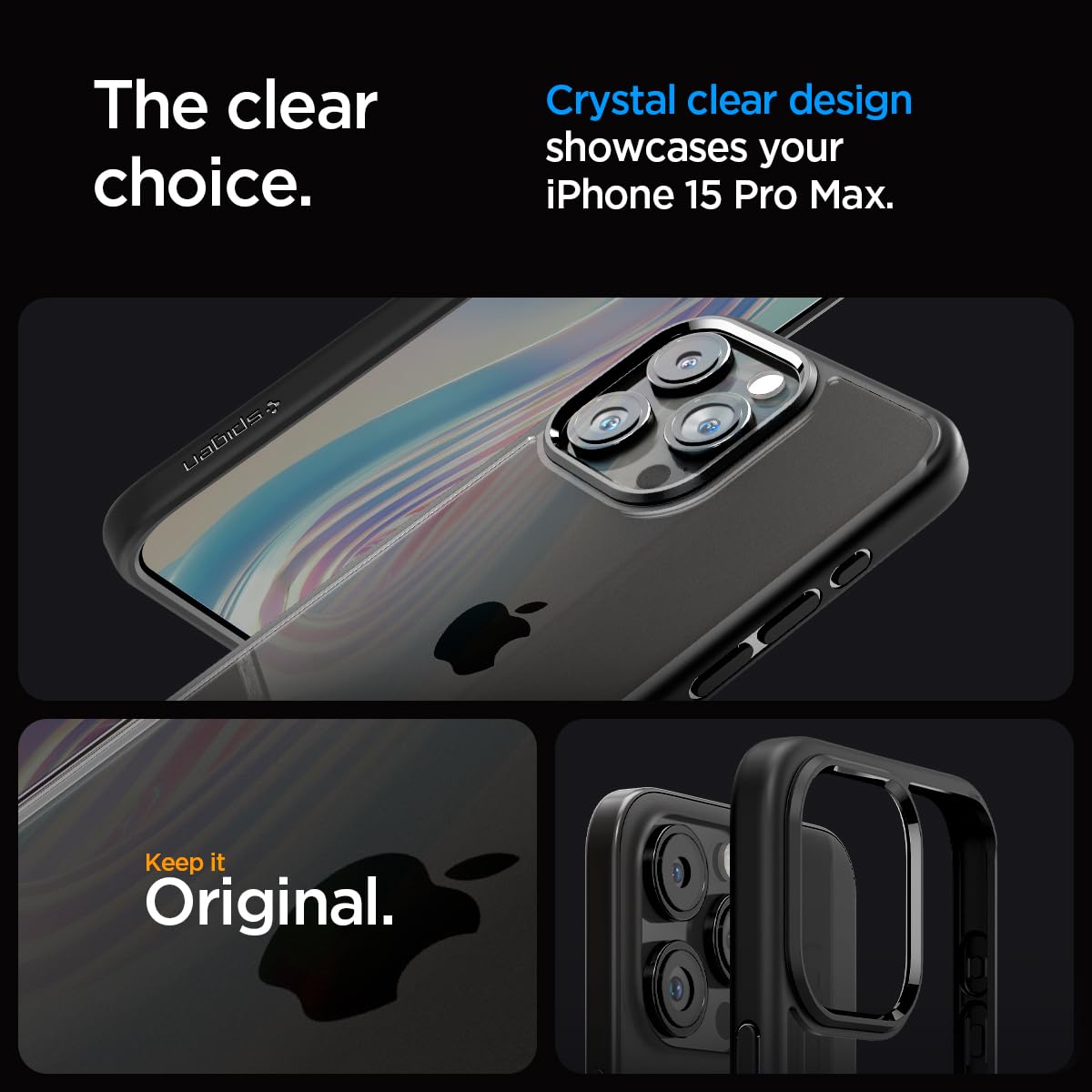 Spigen Ultra Hybrid Cover Compatible with iPhone 15 Pro Max (Crystal Clear)