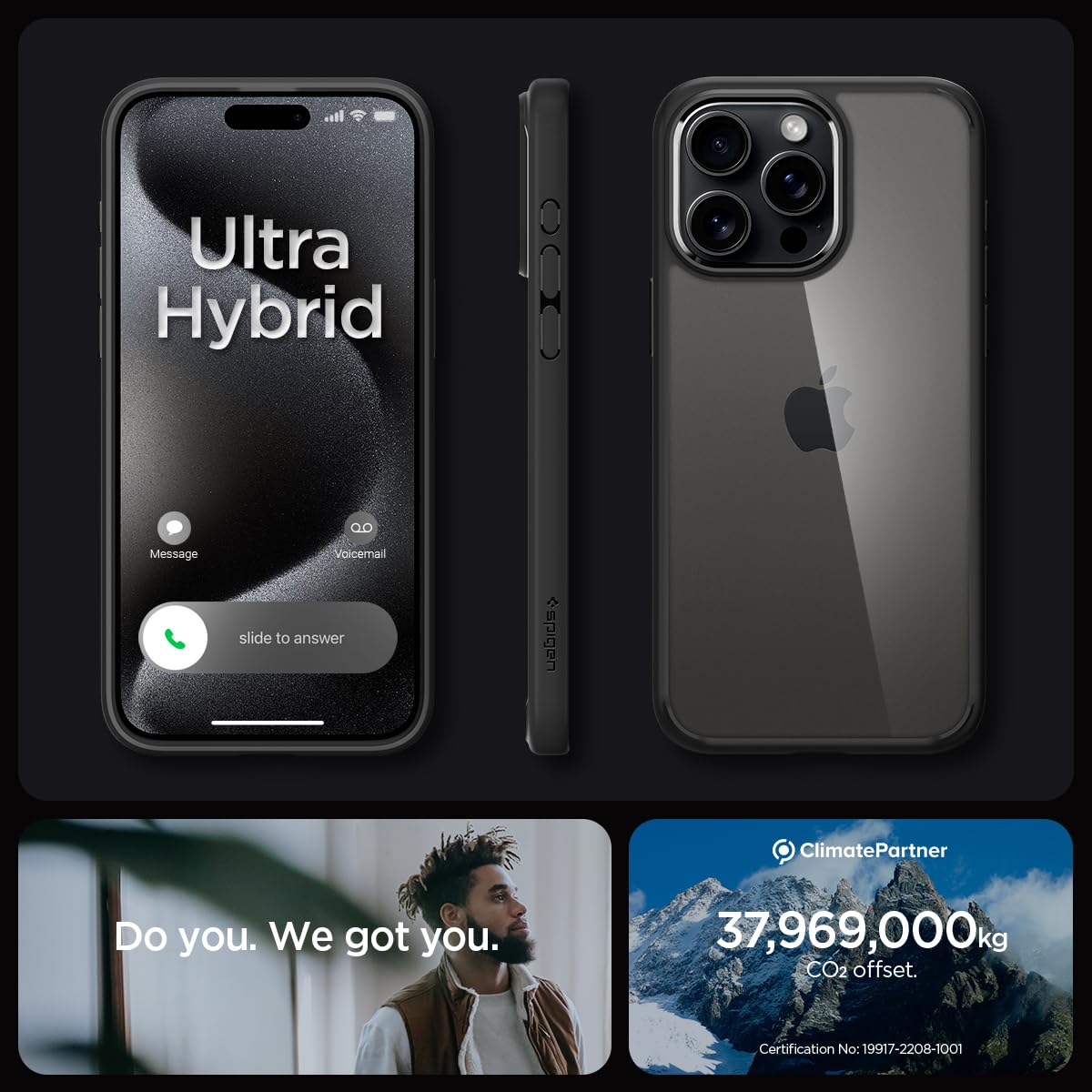 Spigen Ultra Hybrid Cover Compatible with iPhone 15 Pro Max (Crystal Clear)