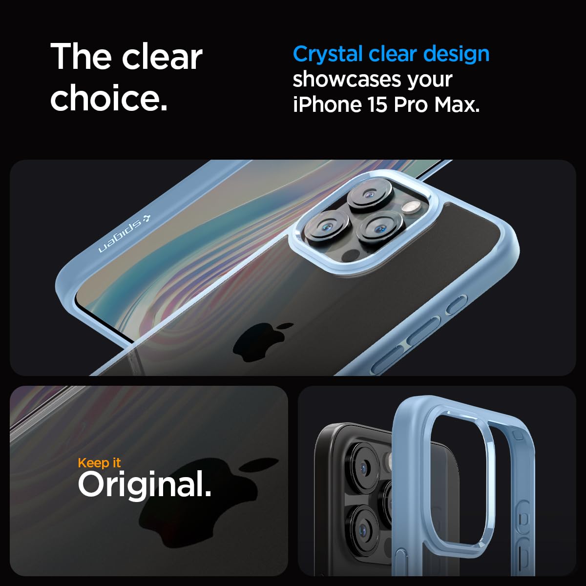 Spigen Ultra Hybrid Cover Compatible with iPhone 15 Pro Max (Crystal Clear)
