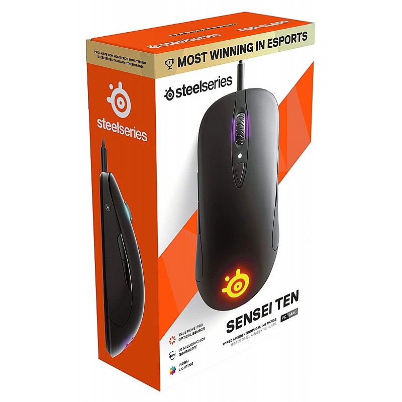 SteelSeries Sensei Ten Gaming Mouse - 18, 000 CPI TrueMove Pro Optical Sensor Ambidextrous Design 