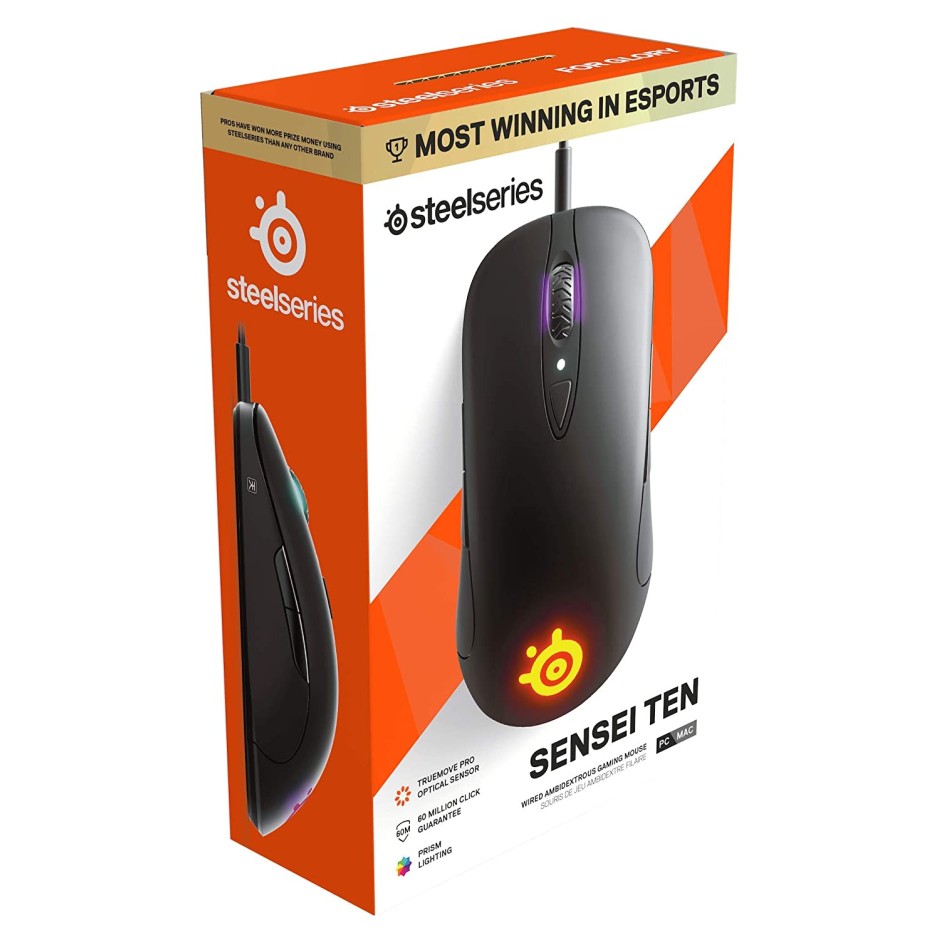 SteelSeries Sensei Ten Gaming Mouse - 18, 000 CPI TrueMove Pro Optical Sensor Ambidextrous Design