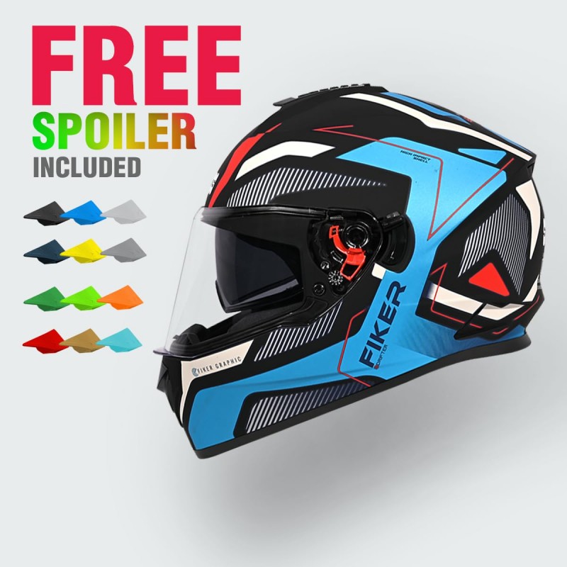 Studds Drifter D5 Fiker ISI and DOT Certified Full face Helmet for Men and Women with Inner Sun Visor and Spoiler (MATT Blue L) Studds Drifter D5 Fiker ISI and DOT Certified Full face Helmet for Men and Women with Inner Sun Visor and Spoiler (MATT Blue L)
