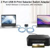 Swiztek USB 2.0 Switch 2-Port Selector for PC – Share Keyboard, Mouse, Printer & External Devices | Plug & Play USB Sharing Hub for Two Computers | Manual Button Control, No Power Required