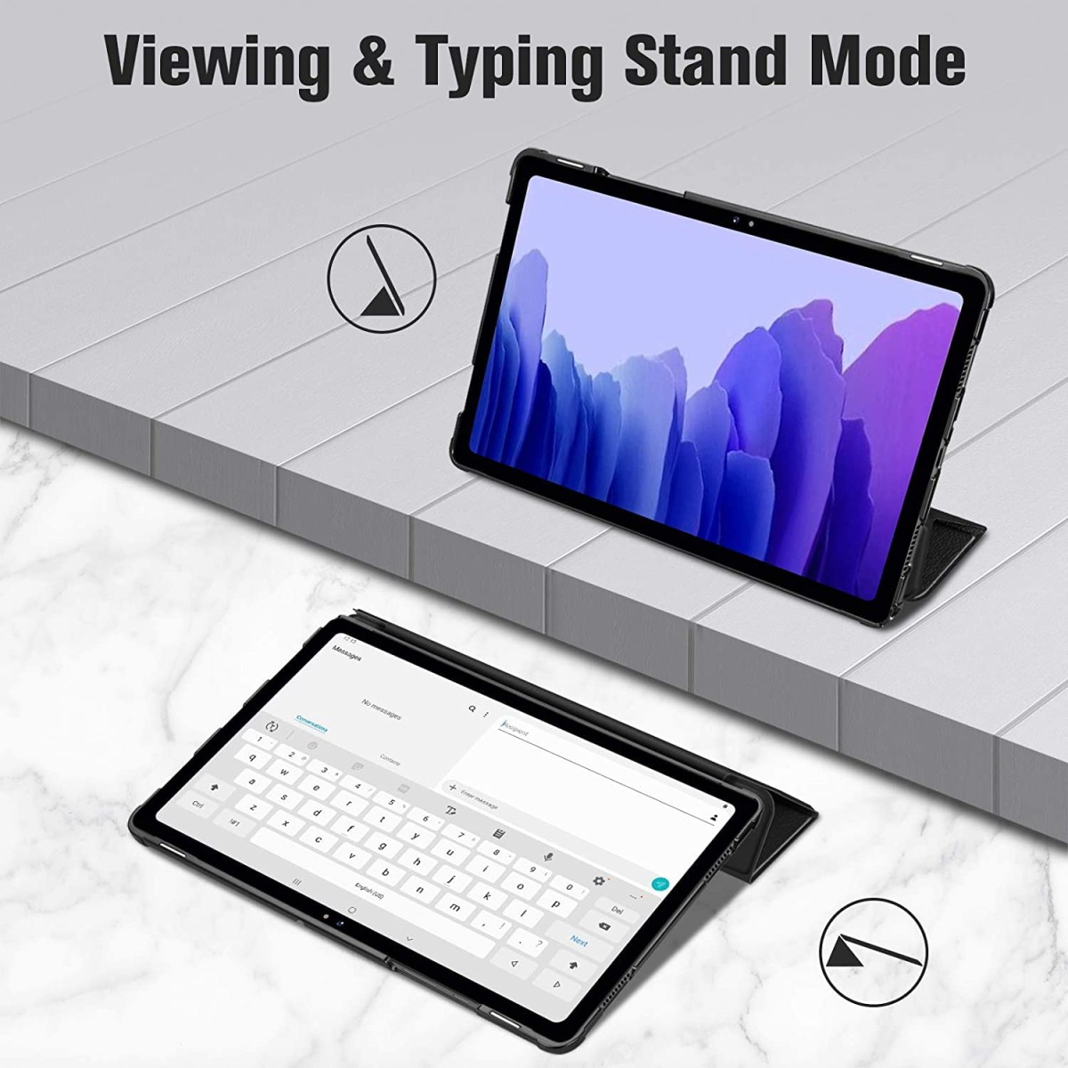 Tukzer Case Cover for Samsung Galaxy Tab A7 10.4" (2020) - [SM-T500 / T505/ T507] Ultra Slim Microfibre Lining, Lightweight Hard Back Trifold Smart Stand Flip Folio