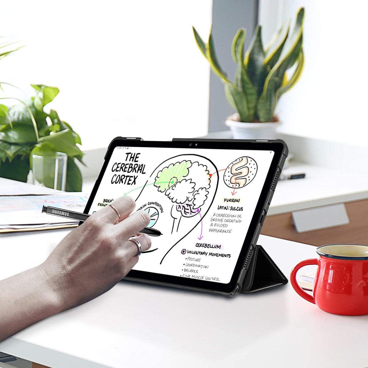 Tukzer Case Cover for Samsung Galaxy Tab A7 10.4" (2020) - [SM-T500 / T505/ T507] Ultra Slim Microfibre Lining, Lightweight Hard Back Trifold Smart Stand Flip Folio