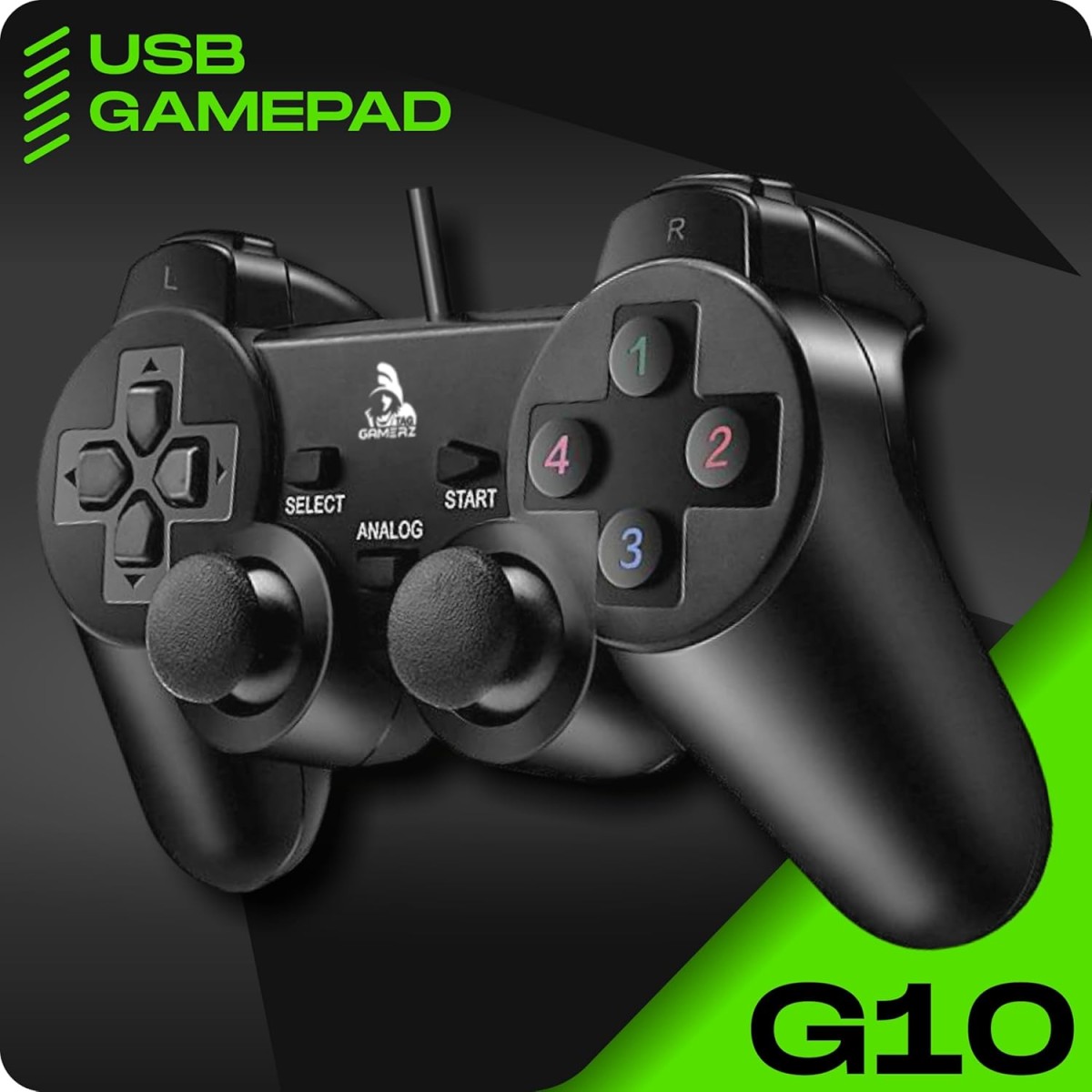 TAG Gamerz G10 USB Gamepad | Vibration Motor | Accurate Joysticks | Ergonomic Design | Plug And Play High Performance Gaming Controller/Remote | 12 Function Keys | Supports Windows/Linux/Mac (Black)