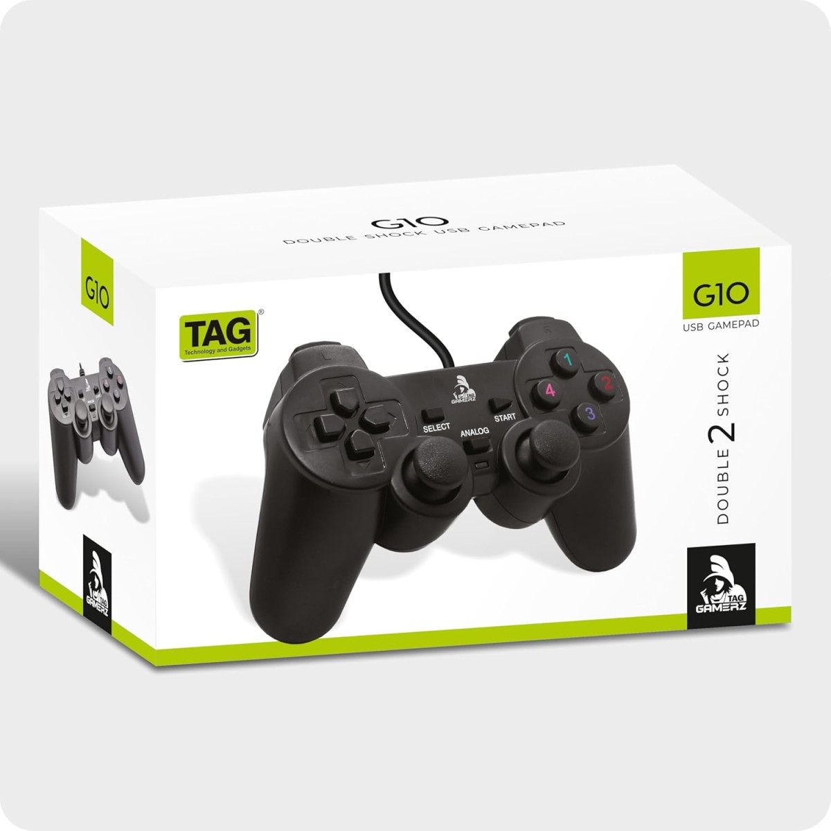 TAG Gamerz G10 USB Gamepad | Vibration Motor | Accurate Joysticks | Ergonomic Design | Plug And Play High Performance Gaming Controller/Remote | 12 Function Keys | Supports Windows/Linux/Mac (Black)