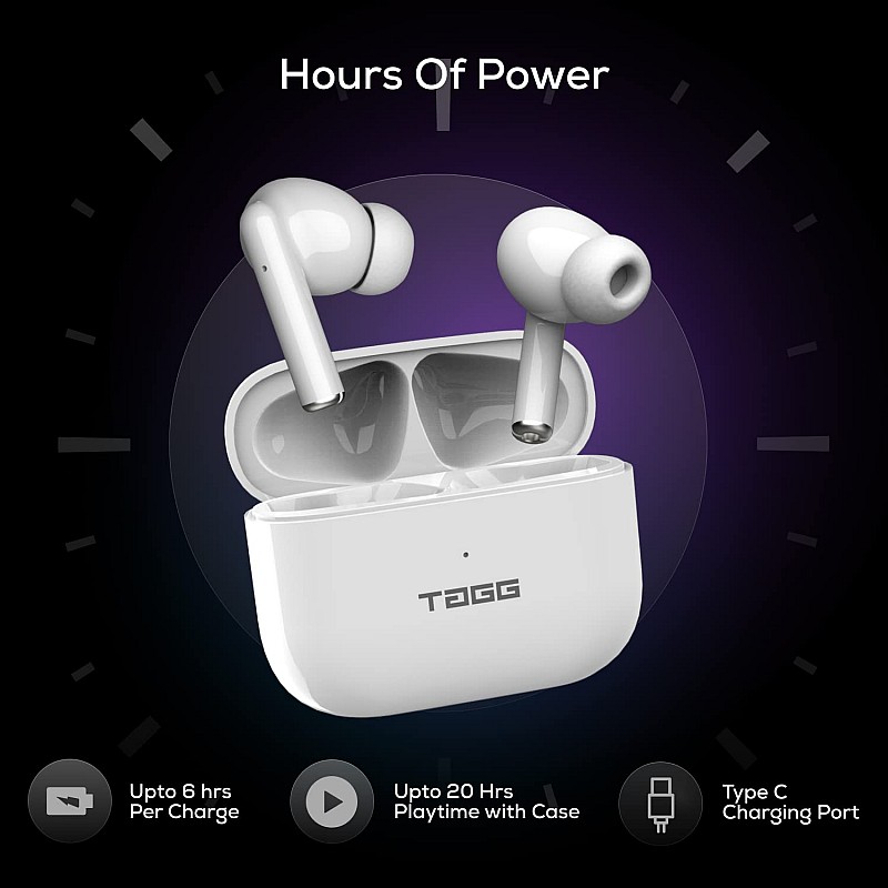 TAGG Liberty Buds Truly Wireless in Ear Earbuds with Punchy Bass and Fast Charge (White)-