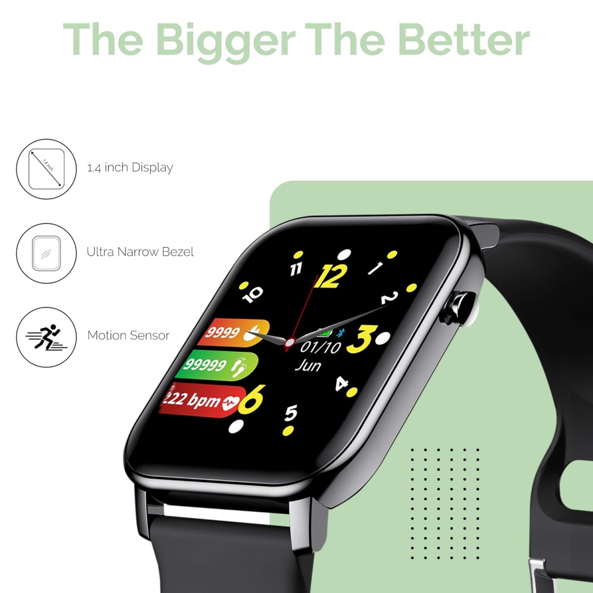 TAGG Verve Smartwatch with Real Time Heart Rate Tracking, SPO2 (Blood Oxygen Monitoring), Sleep Tracking with 10 Days Battery Life, Active Black