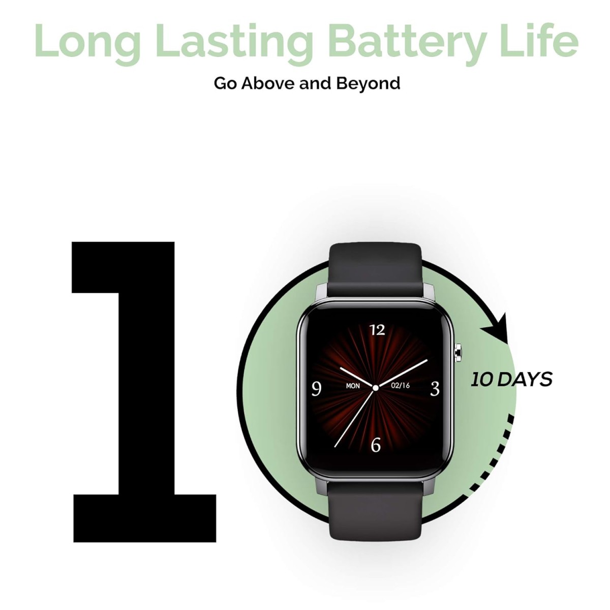 TAGG Verve Smartwatch with Real Time Heart Rate Tracking, SPO2 (Blood Oxygen Monitoring), Sleep Tracking with 10 Days Battery Life, Active Black