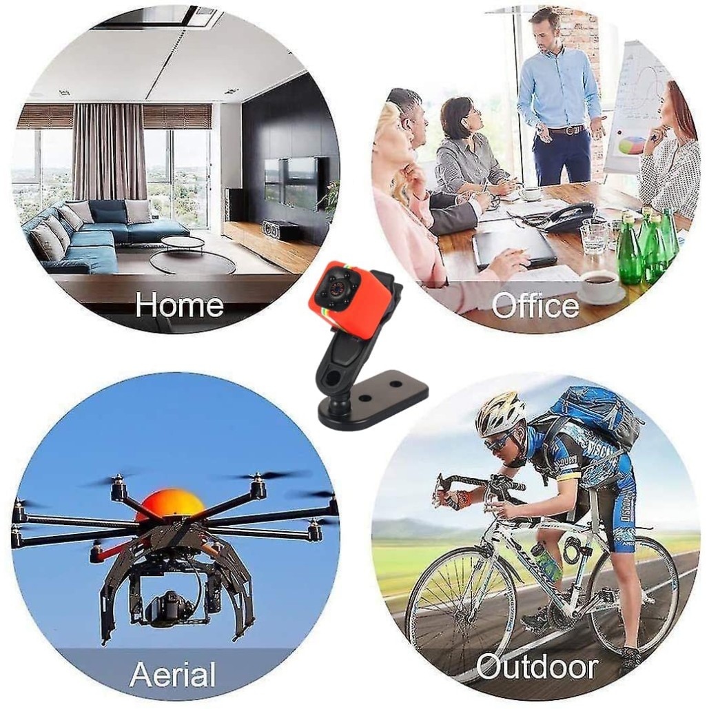 TECHNOVIEW 1080P Mini Spy Camera with Low Light Vision, Portable Security, Hidden-Camera with Audio and Video Recorder for Home Office Wind Desktop Indoor Security Stand Camera (Non Wifi Camera - Red)