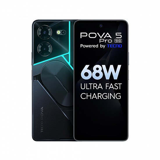 TECNO Pova 5 Pro 5G ( 8GB RAM,128GB Storage)| Segment 1st 68W Ultra Fast Charging | 50MP AI Dual Camera | India's 1st Multi-Colored Backlit ARC Interface | 6.78”FHD+ Dot-in Display (Refurbished)