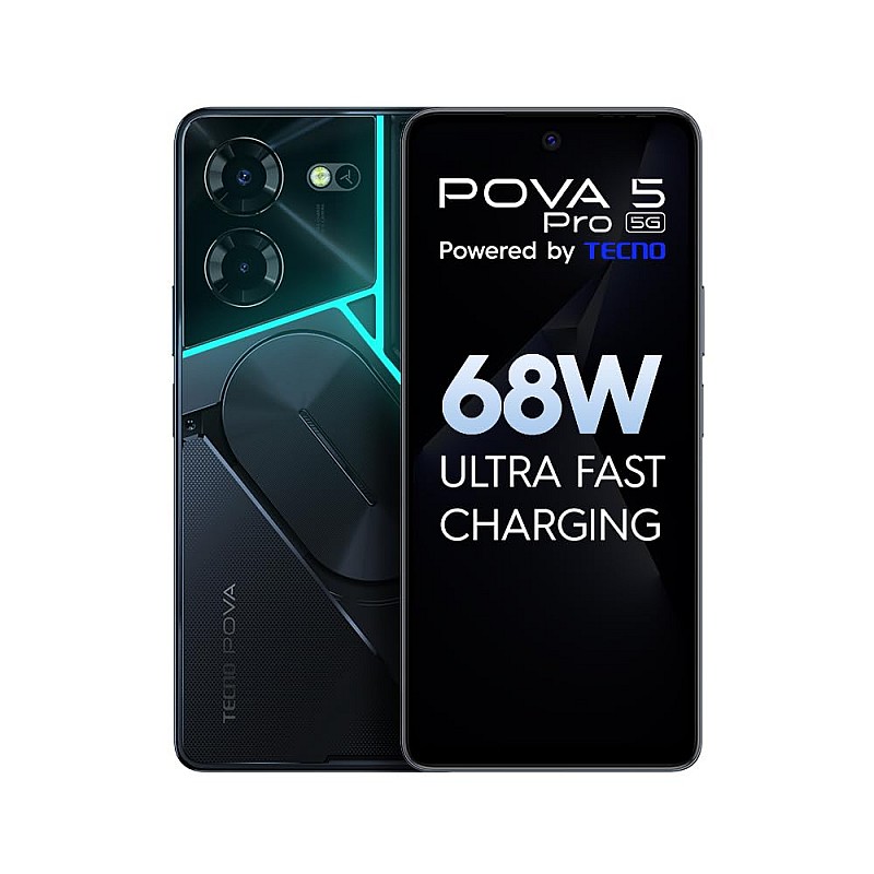 TECNO Pova 5 Pro 5G ( 8GB RAM,128GB Storage)| Segment 1st 68W Ultra Fast Charging | 50MP AI Dual Camera | India's 1st Multi-Colored Backlit ARC Interface | 6.78”FHD+ Dot-in Display (Refurbished)