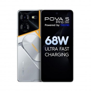 TECNO Pova 5 Pro 5G (Silver Fantasy, 8GB RAM,256GB Storage)| Segment 1st 68W Ultra Fast Charging | India's 1st Multi-Colored Backlit ARC Interface | 50MP AI Dual Camera |6.78”FHD+ Dot-in Display ( open box )