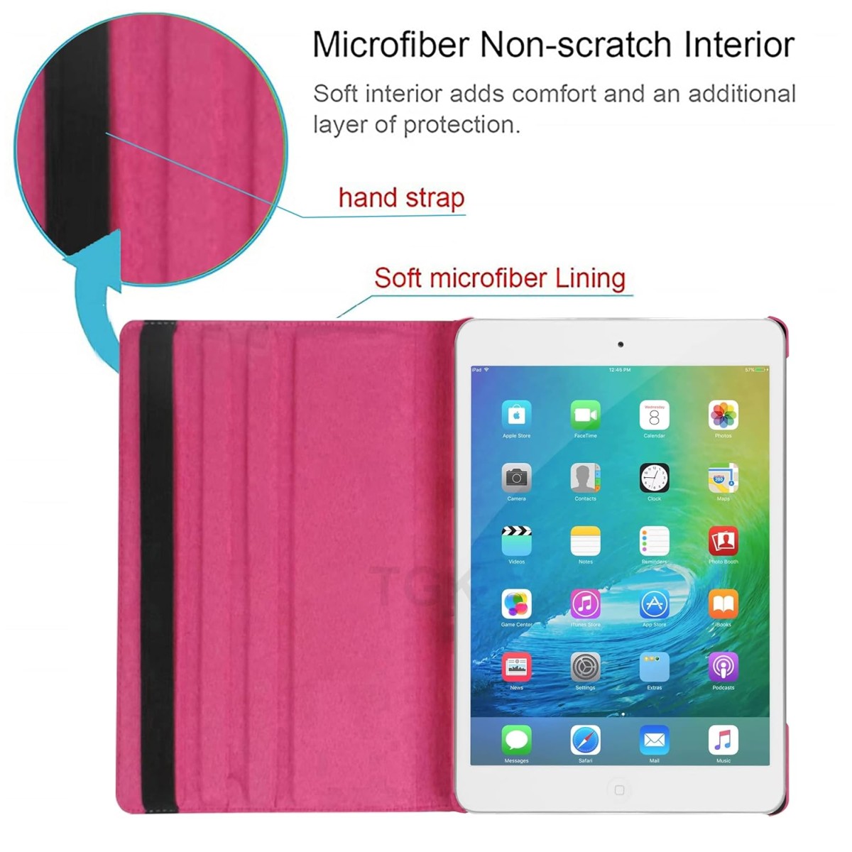 TGK 360 Degree Rotating Leather Smart Case Cover Stand for iPad Mini 2 - Pink TGK 360 Degree Rotating Leather Smart Case Cover Stand for iPad Mini 2 - Pink