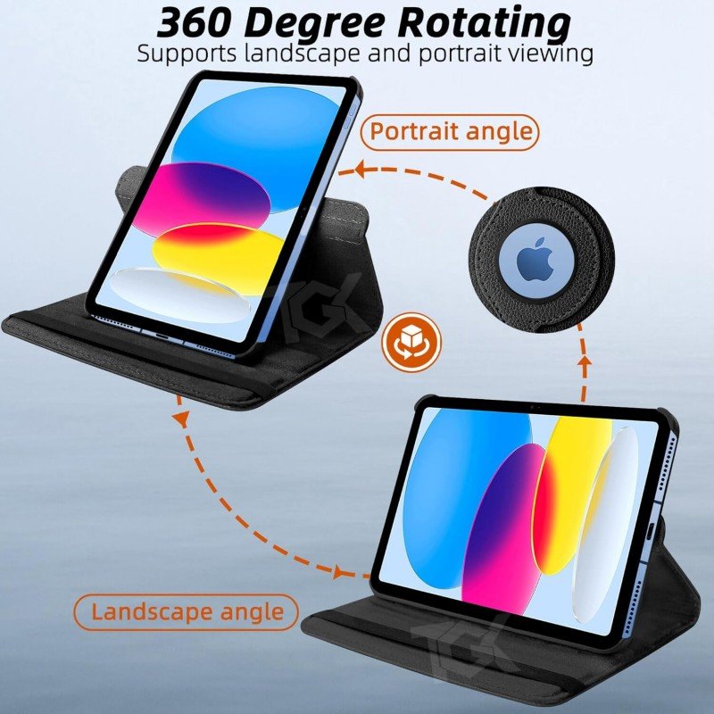 TGK Rotating Cover for Apple iPad 10th Gen 10.9 inch 2022 (A2757 / A2777 / A2696), iPad (A16) 11th Generation 2025 Black 360 Degree Leather Stand Case TGK Rotating Cover for Apple iPad 10th Gen 10.9 inch 2022 (A2757 / A2777 / A2696), iPad (A16) 11th Generation 2025 Black 360 Degree Leather Stand Case