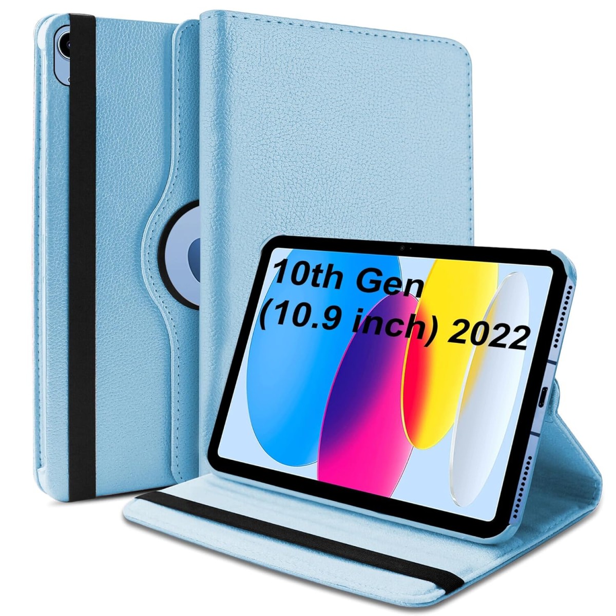 TGK Rotating Cover for Apple iPad 10th Gen 10.9 inch 2022 (A2757 / A2777 / A2696), iPad (A16) 11th Generation 2025 Black 360 Degree Leather Stand Case