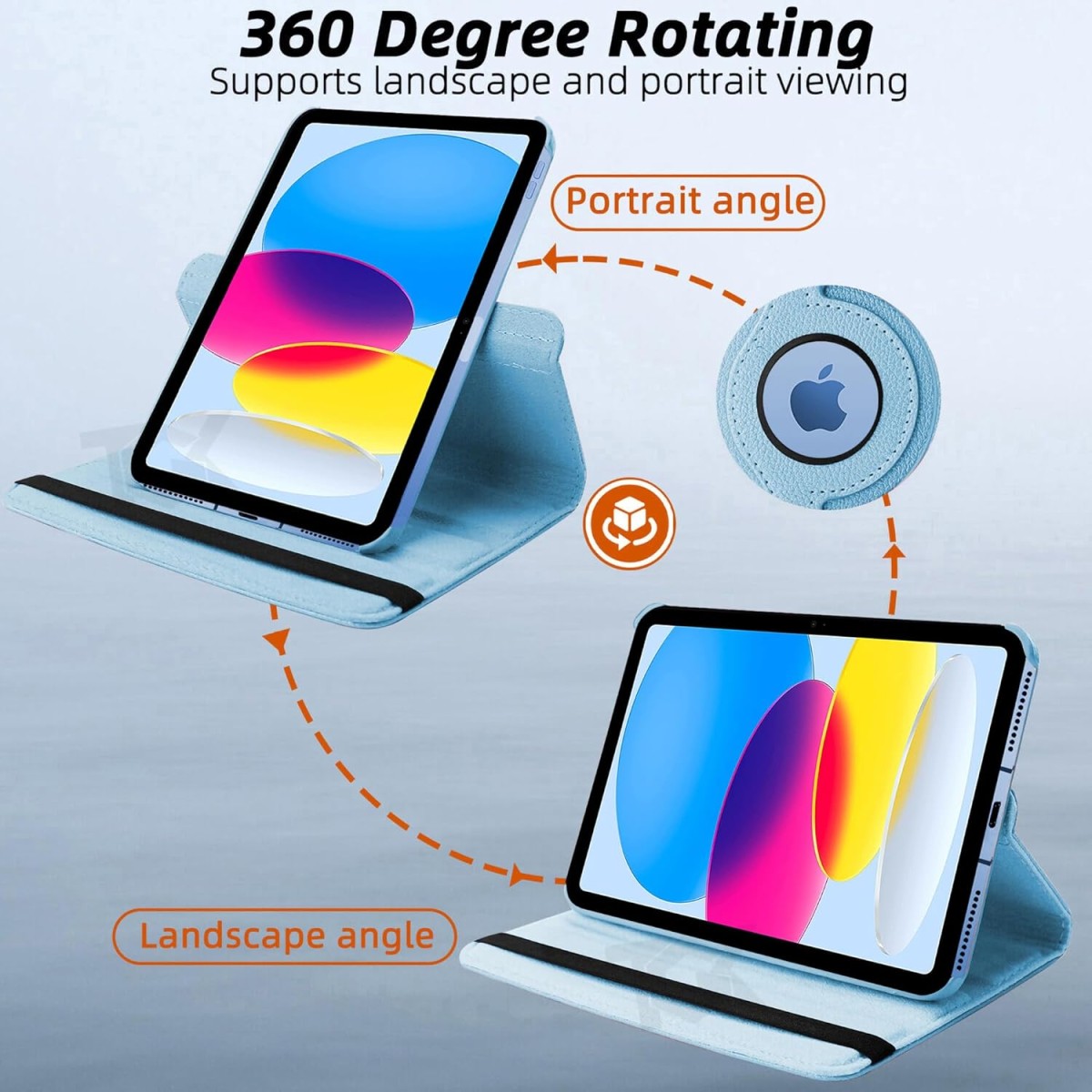 TGK Rotating Cover for Apple iPad 10th Gen 10.9 inch 2022 (A2757 / A2777 / A2696), iPad (A16) 11th Generation 2025 Black 360 Degree Leather Stand Case