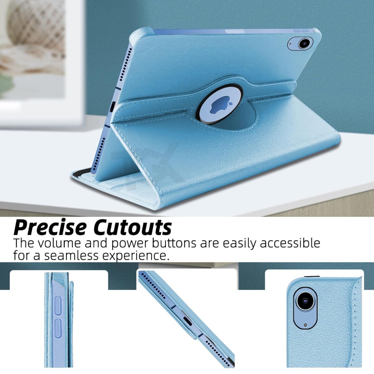 TGK Rotating Cover for Apple iPad 10th Gen 10.9 inch 2022 (A2757 / A2777 / A2696), iPad (A16) 11th Generation 2025 Black 360 Degree Leather Stand Case