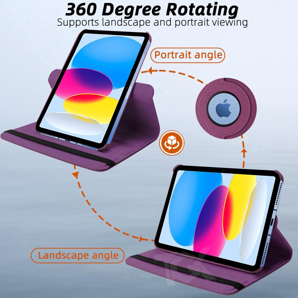 TGK Rotating Cover for Apple iPad 10th Gen 10.9 inch 2022 (A2757 / A2777 / A2696), iPad (A16) 11th Generation 2025 Black 360 Degree Leather Stand Case