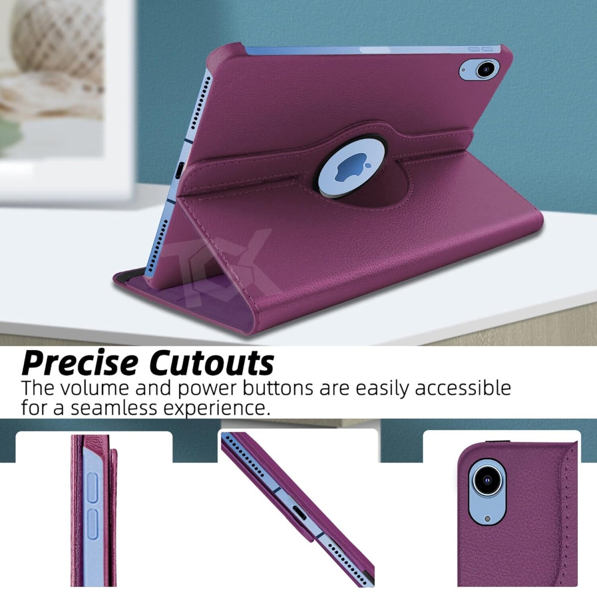 TGK Rotating Cover for Apple iPad 10th Gen 10.9 inch 2022 (A2757 / A2777 / A2696), iPad (A16) 11th Generation 2025 Black 360 Degree Leather Stand Case