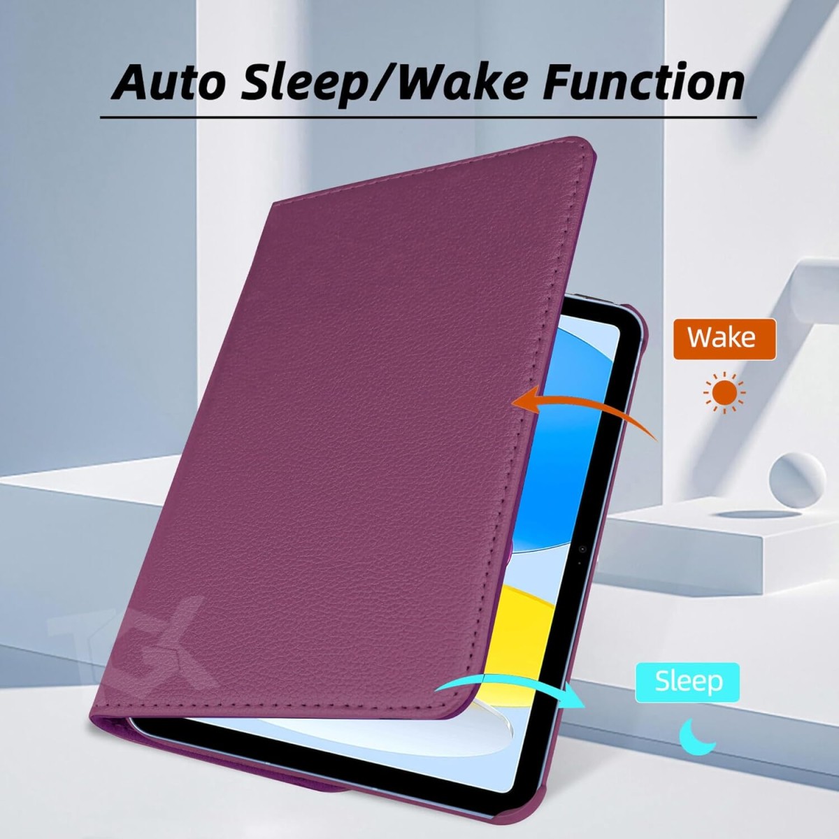 TGK Rotating Cover for Apple iPad 10th Gen 10.9 inch 2022 (A2757 / A2777 / A2696), iPad (A16) 11th Generation 2025 Black 360 Degree Leather Stand Case