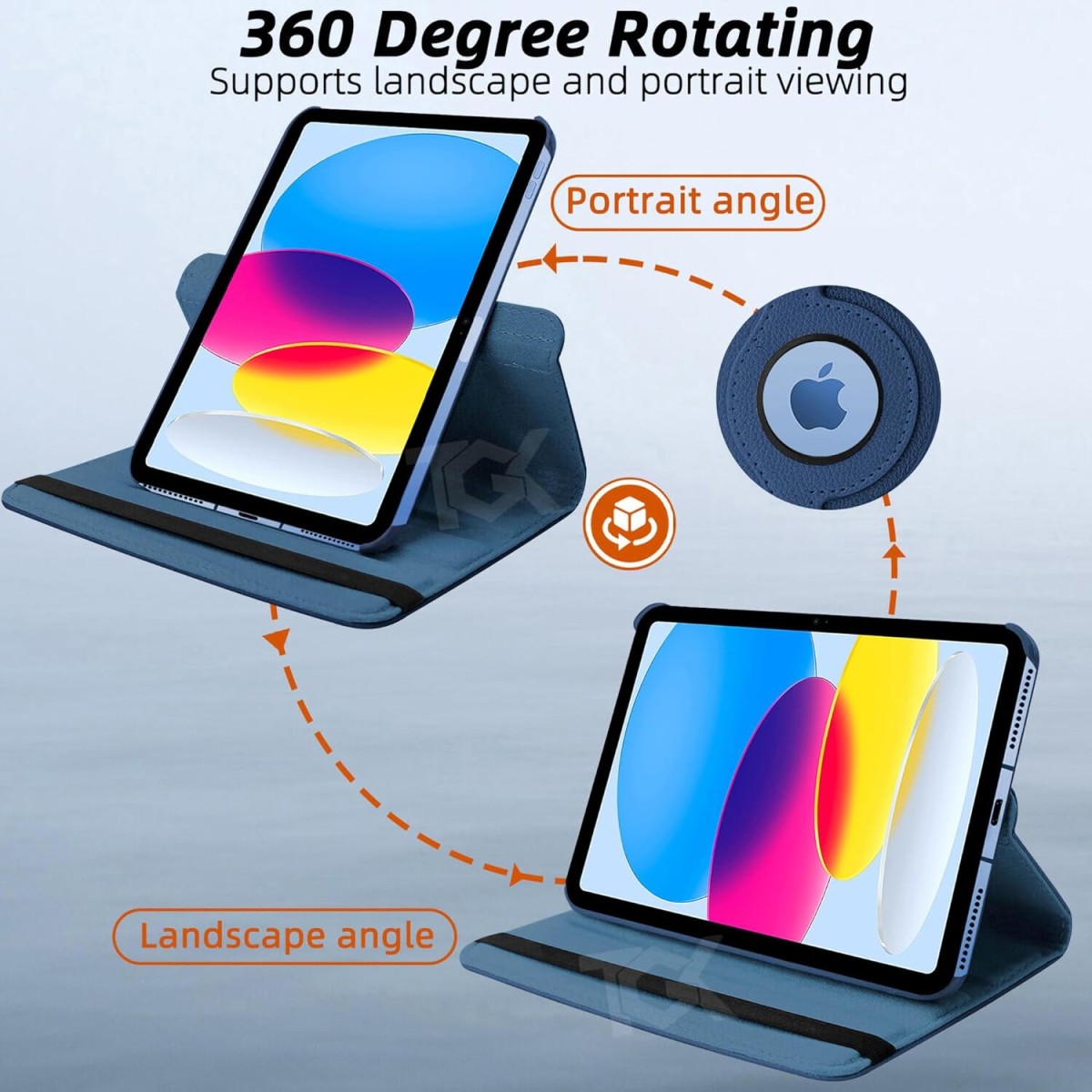 TGK Rotating Cover for Apple iPad 10th Gen 10.9 inch 2022 (A2757 / A2777 / A2696), iPad (A16) 11th Generation 2025 Black 360 Degree Leather Stand Case