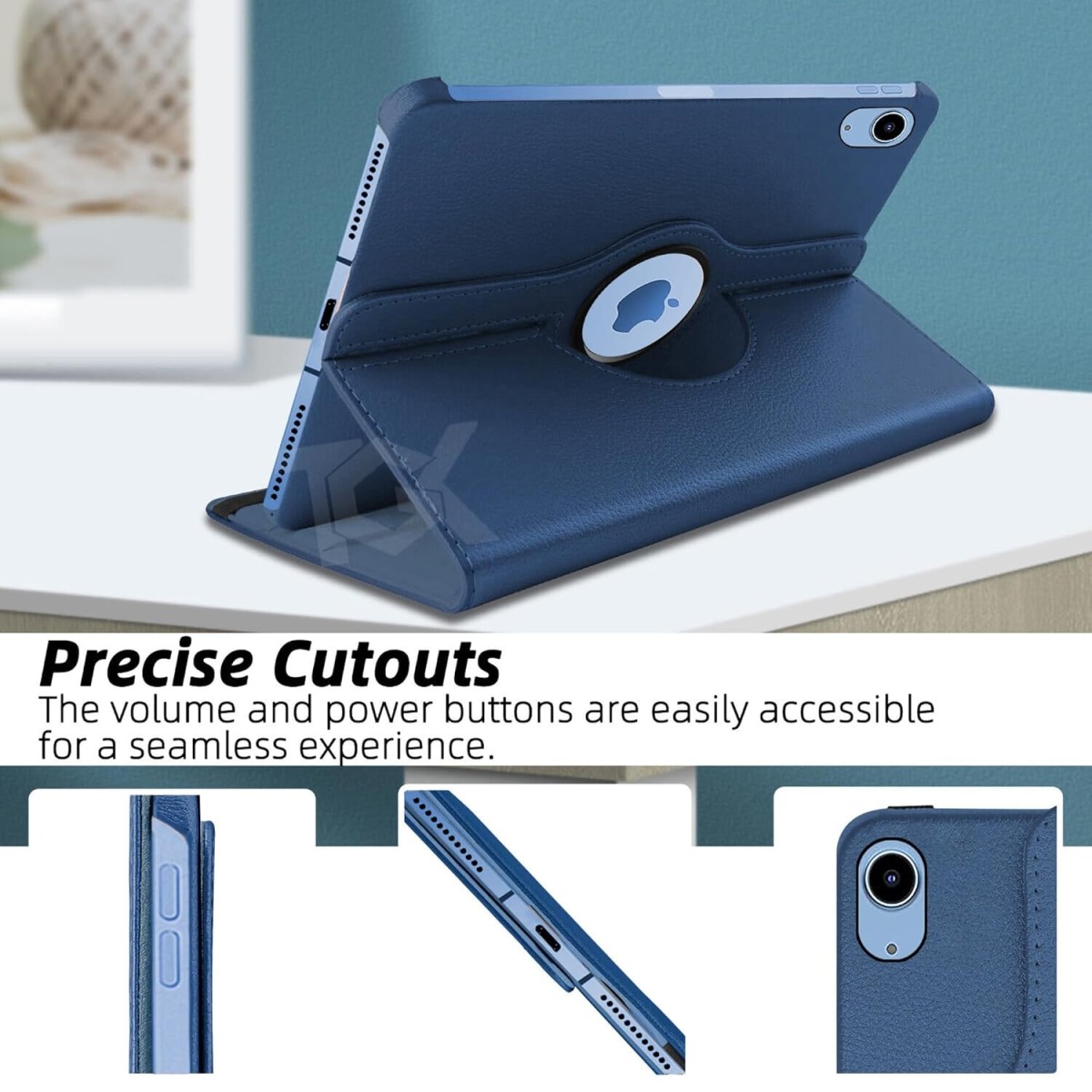 TGK Rotating Cover for Apple iPad 10th Gen 10.9 inch 2022 (A2757 / A2777 / A2696), iPad (A16) 11th Generation 2025 Black 360 Degree Leather Stand Case