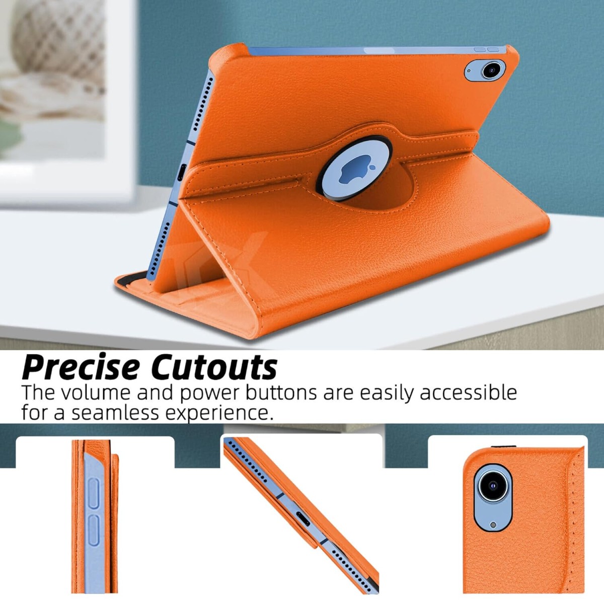 TGK Rotating Cover for Apple iPad 10th Gen 10.9 inch 2022 (A2757 / A2777 / A2696), iPad (A16) 11th Generation 2025 Black 360 Degree Leather Stand Case