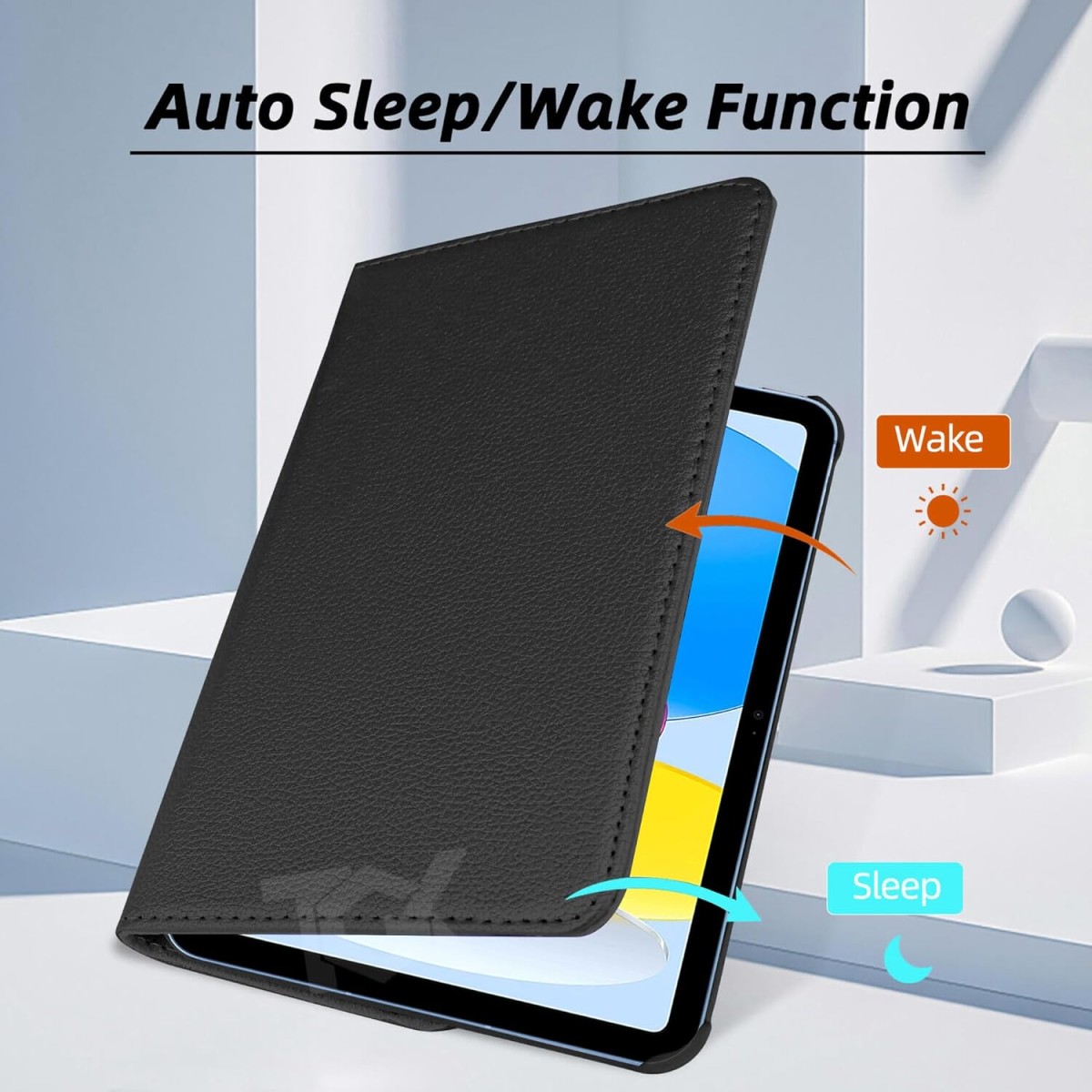 TGK Rotating Cover for Apple iPad 10th Gen 10.9 inch 2022 (A2757 / A2777 / A2696), iPad (A16) 11th Generation 2025 Black 360 Degree Leather Stand Case