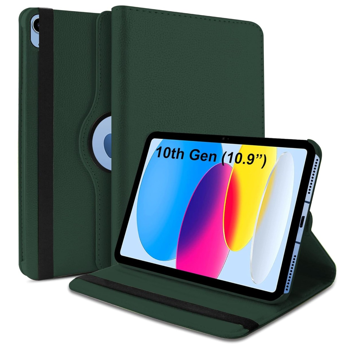 TGK Rotating Cover for Apple iPad 10th Gen 10.9 inch 2022 (A2757 / A2777 / A2696), iPad (A16) 11th Generation 2025 Black 360 Degree Leather Stand Case