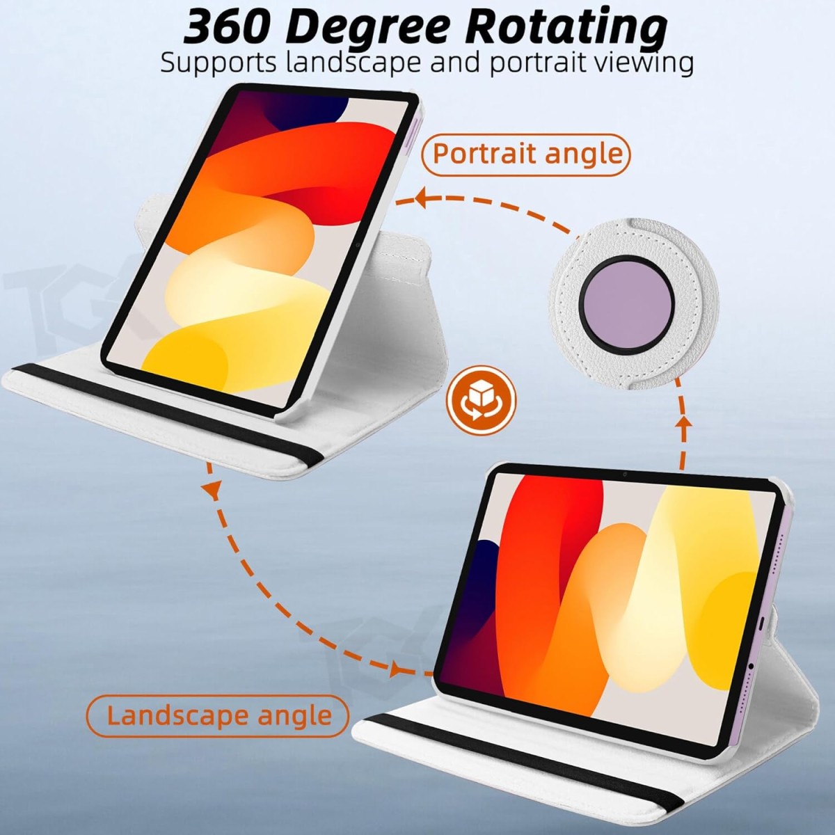 TGK Rotating Cover for Redmi Pad SE 11 inch 360 Degree Leather Flip Case (White)