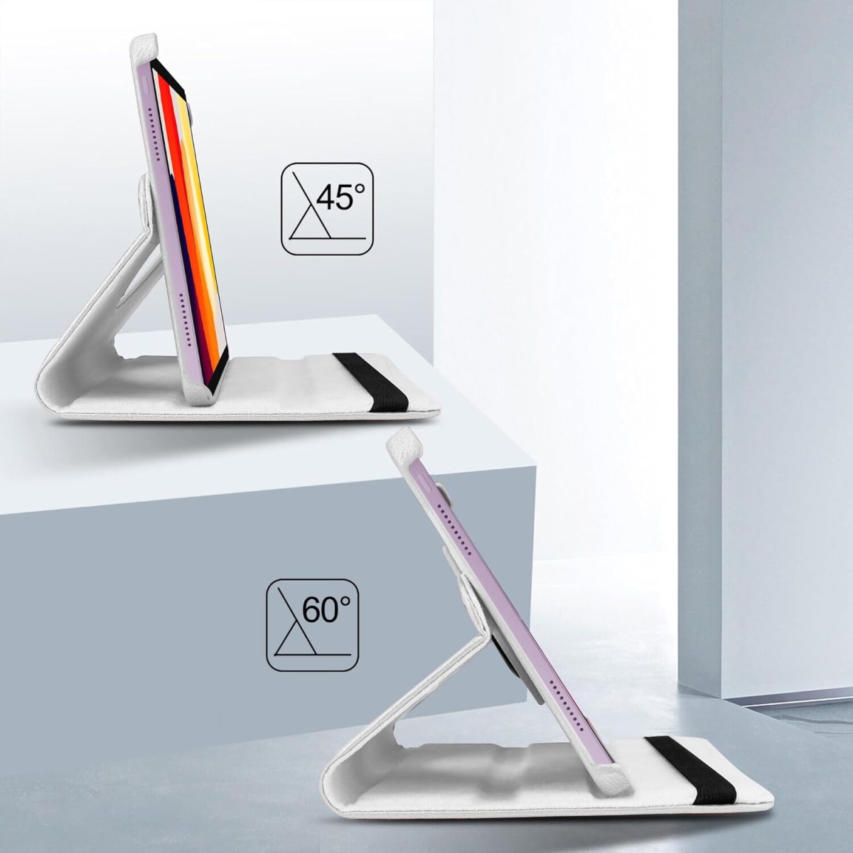 TGK Rotating Cover for Redmi Pad SE 11 inch 360 Degree Leather Flip Case (White)