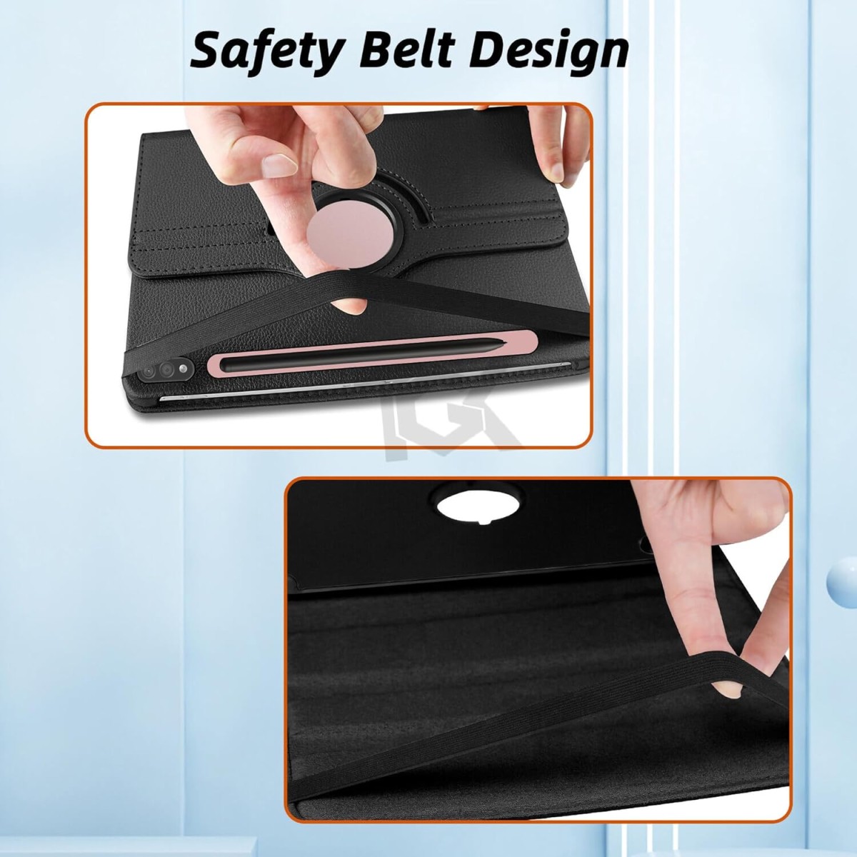 TGK Rotating Cover for Samsung Galaxy Tab S8+ 12.4 inch Leather Flip Case Cover Black