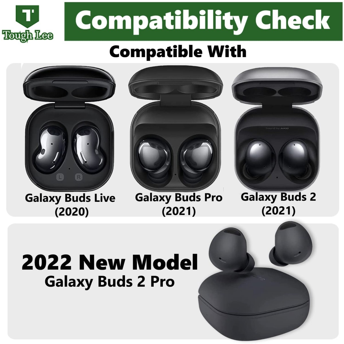 TOUGH LEE Case Cover for Samsung Galaxy Buds 2 Pro (2022) | Buds 2 (2021) | Buds Pro (2021) | Buds Live (2020) - with Carrying Hook - Rugged Armour Hard Durable, Blue